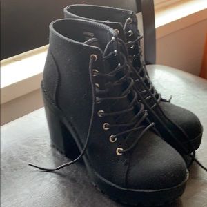 Black lace up booties